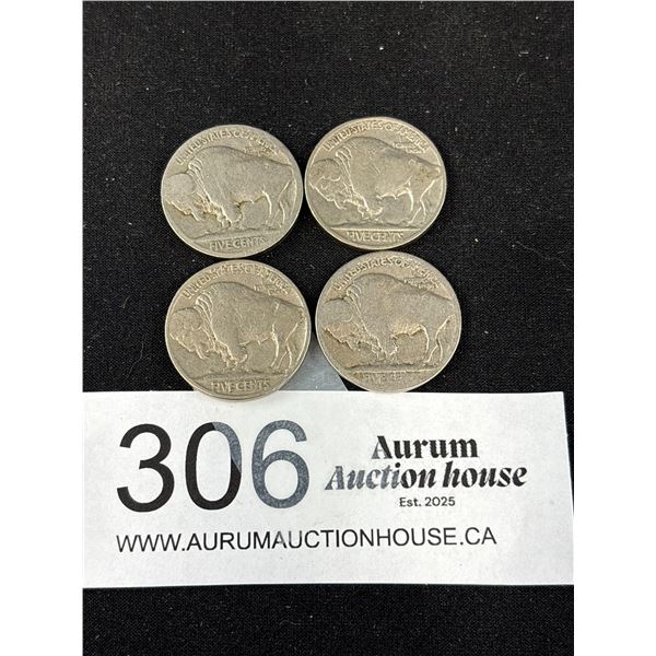 4 1930s U.S. Buffalo/Indian Head Nickels