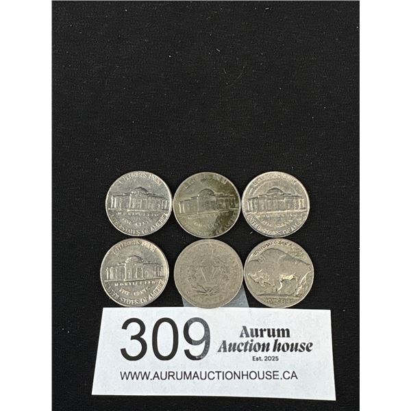 6 U.S. Vintage Nickels Including 1904 Liberty Head