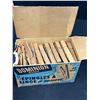 Image 8 : Box of Vintage Unused Wooden Clothes Pins, Vintage Chocolate Box and Mid Centurt Toast Rack