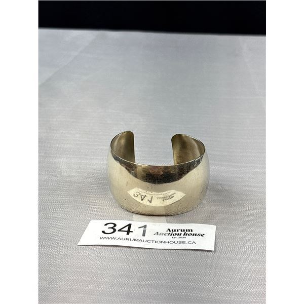 Silver Tone Open Cuff Bangle, Unmarked