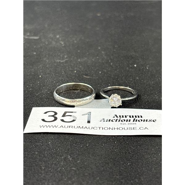2 Sterling Silver Rings, One Marked 800 (80%) Silver