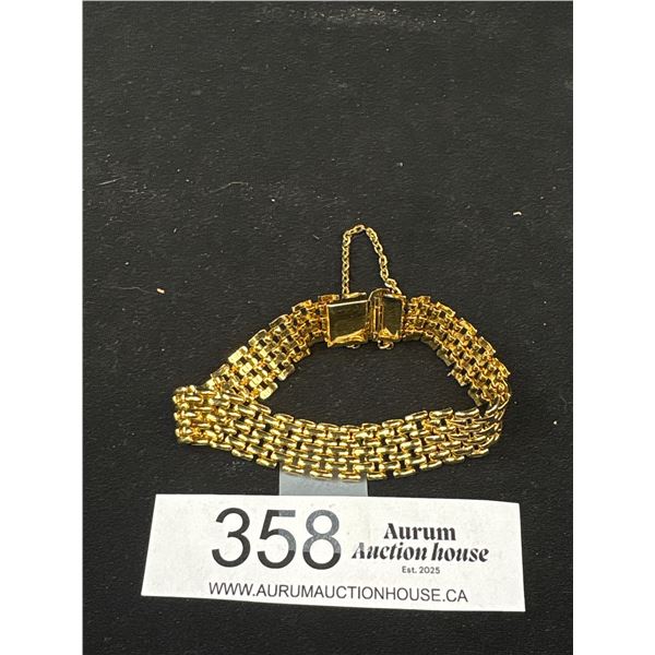 Gold Plated Mesh Bracelet w/ Safety Chain