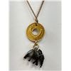 Image 3 : 1955 East Africa Coin Pendant w/ Carved Elephant Tassel + Chain Necklace