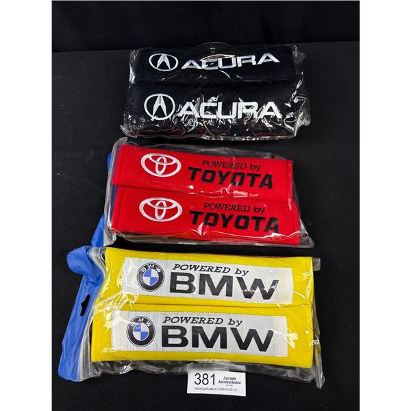 Lot of 3 New Car Seatball Shoulder Covers, Acura, Toyota and BMW
