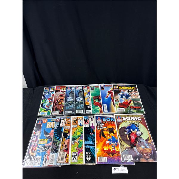 Lot of 15 Collectible Comics, Sonic, Hulk, Xmen, Etc
