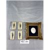 Image 1 : Nicely Framed Vintage Mother of Pearl Cameo + 4 Old Soliders Tobacco Cards