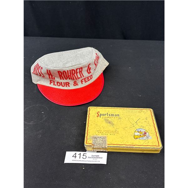 Old Ross H Rohrer and Sons Flour and Feed Hat and Tobacco Tin