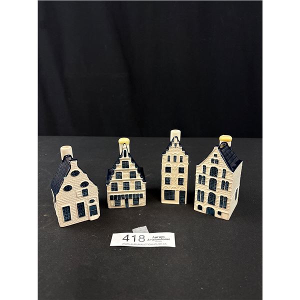 Lot of 4 Blue Delfts KLM Liqour Bottles