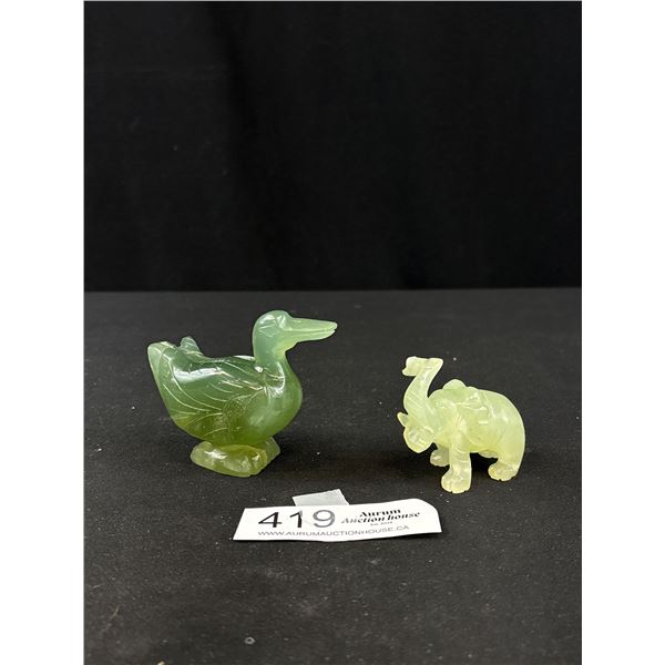 2 Old Jade Carved Animal Figures