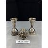 Image 1 : Lot of 3 Candlestick Holders, One Marked 925 Others Silver Plated