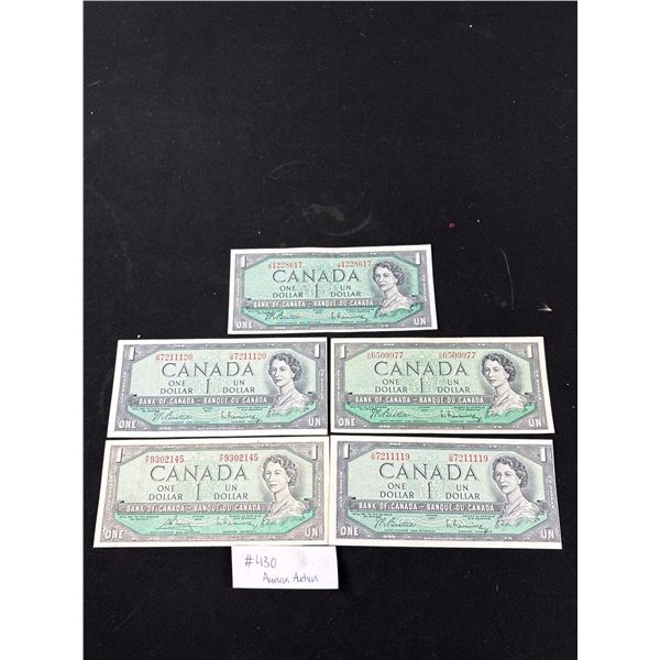 Lot of Canadian 1954 $1 Banknotes