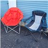 Image 1 : Lot of 2 Fun Camping Chairs - One is New With Tags, Other has cooler build into arm, rated 300lbs