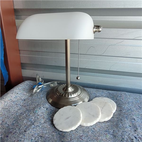 Modern Bankers Lamp Bed Light + 4 Granite Coasters