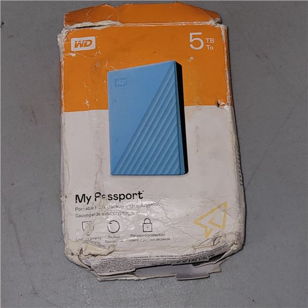 WD My Passport 5TB Portable Backup Storage Bank - No cord