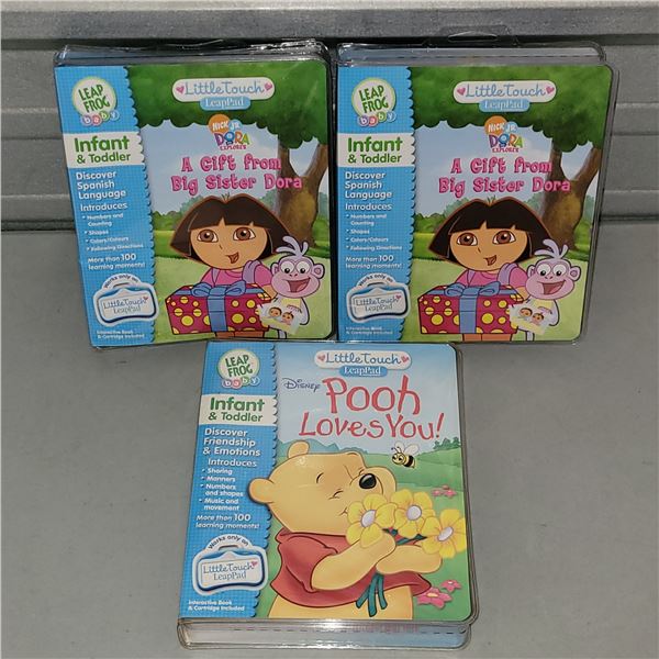 Lot of 3 New Leap Frog Little Touch LeapPad Interactive Book - Dora & Winnie The Pooh