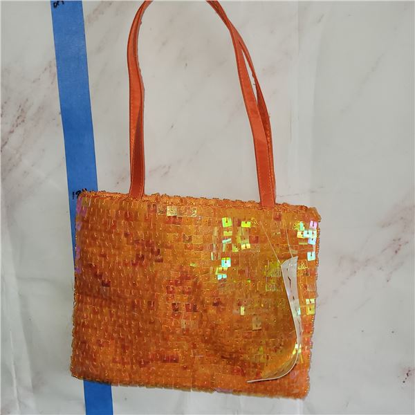 NWT A Giannetti Orange Sequin Small Handbag