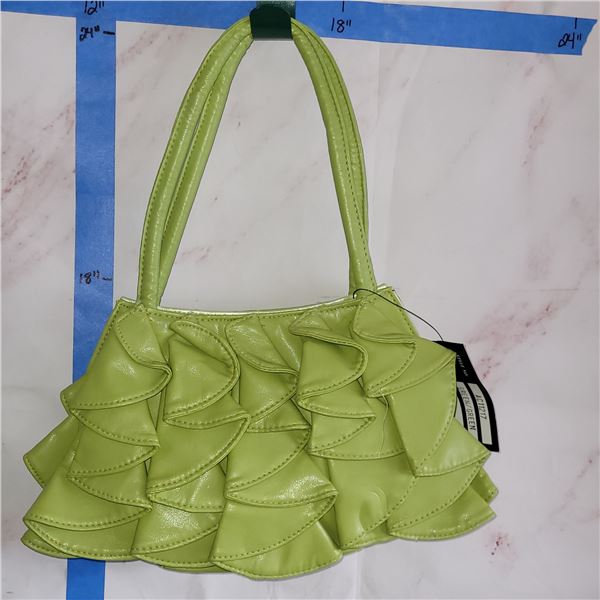 NWT Sondra Roberst Green Ruffled Handbag