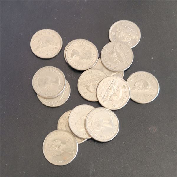 Lot of 15 1964 Canada Nickels