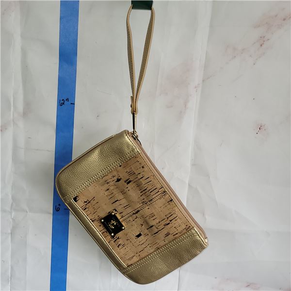 NWT Lauren Ralph Lauren Percy Cork Wristlet Gold