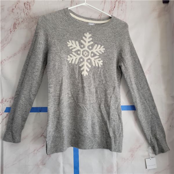 NWT Tahari 100% Cashmere Snowflake Sweater Size Large 14