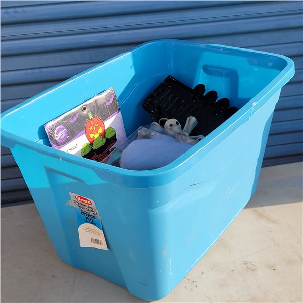 Large Blue Tote w/ Hallowe'en Decor and Accessories
