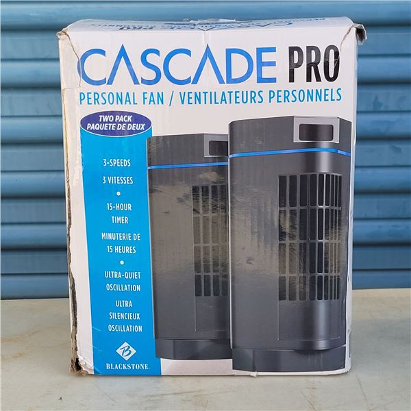 2 Pack Cascade Pro Personal Fans. 3 Speeds, 15 Hours, Ultra Quiet