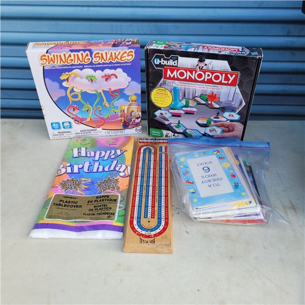 Lot of Games, Birthday Cards, Tablecoth