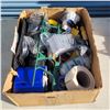 Image 1 : Box with Various Hardware Items: Sprayer, Wheels, Tape, etc