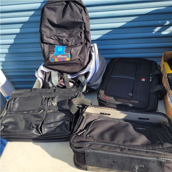 Lot of 5 Laptop Backpacks - 1 Leather, 1 Swiss