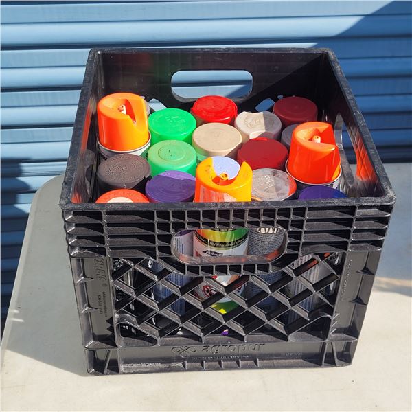 Black Milk Crate with Vairous Spray Paints - never frozen