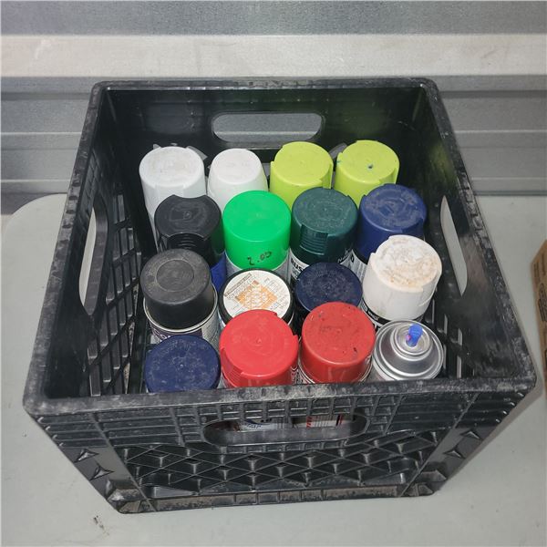 Black Milk Crate with Vairous Spray Paints - never frozen
