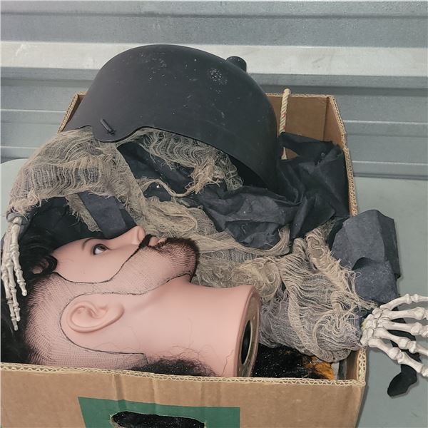Large Box of Hallowe'en Decor, Costumes, Accessories