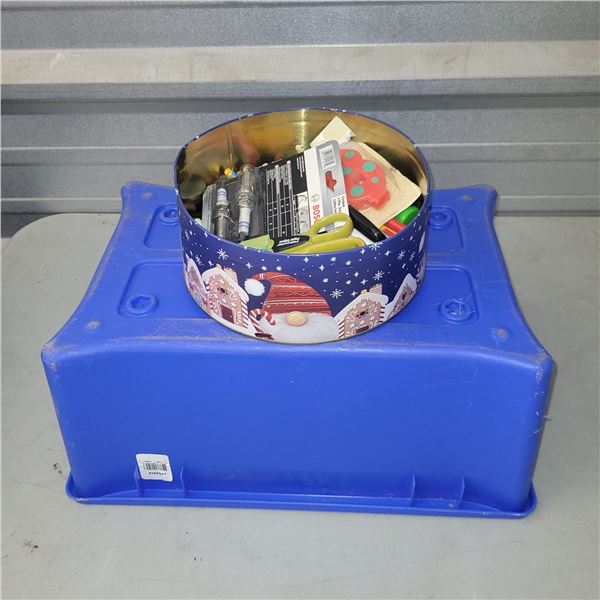 Office Recycling Receptacle with Tin of Various Stationary