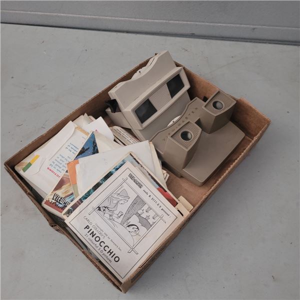 Lot of 2 Vintage Viewmasters with Lots of View Master Picture Wheels