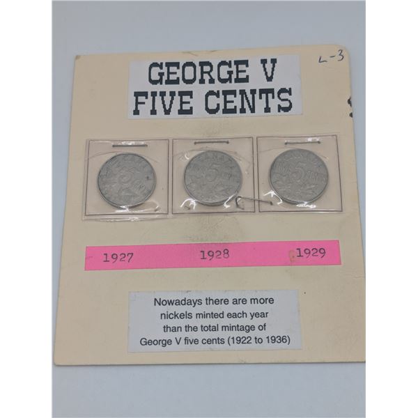 1927 - 29 3 Cdn Nickles