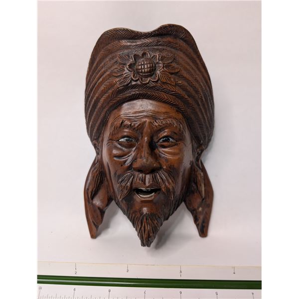 Hand Carved Hanging Asian Mask