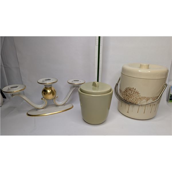 German Candleabra / Otagiri Ice Bucket / Starbuck Tea Jar