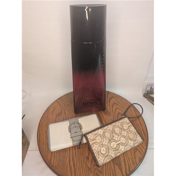 Hugo Boss Display Perfume Bottle / 2 Wallets (Coach, etc.)