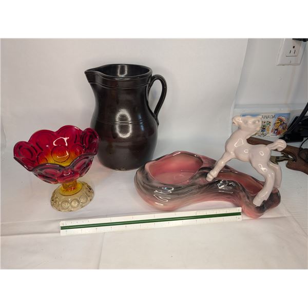 Hull Planter / Antique Jug / Amberine Compote