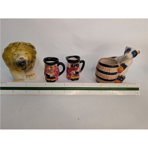Lion Planter / Racoon Toothpick Holder / Bandit Shots