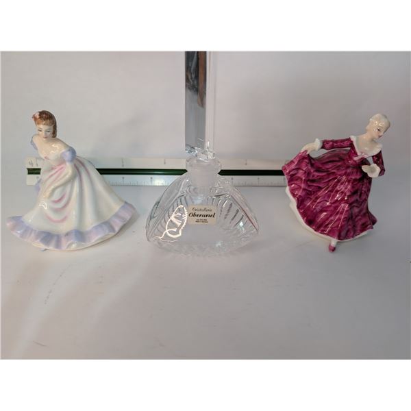 Two Royal Doulton Figurines / Perfume Bottle