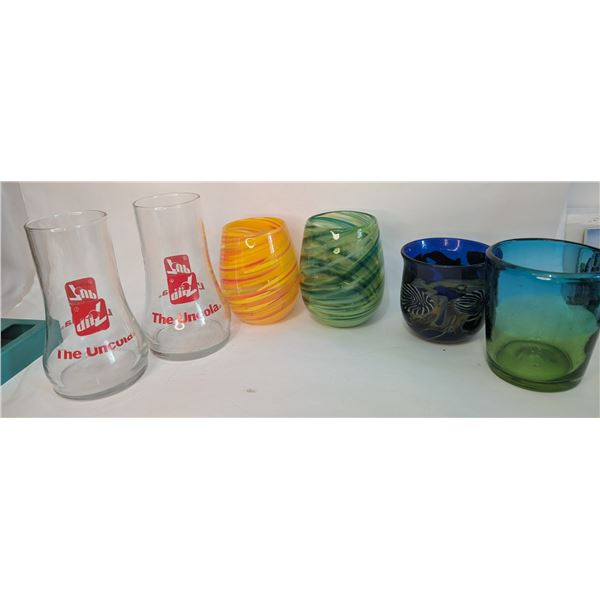 Signed Art Glass / Uncola 7-up Glasses/ etc.