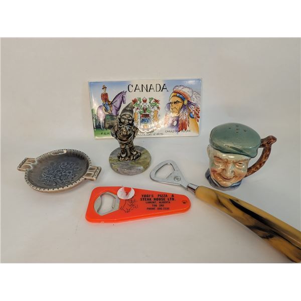 Vintage Bar Supplies Openers Irish Gnome for Guidance and an Englist Salt Shaker