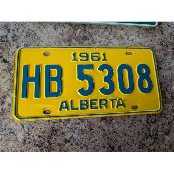 Alberta 1961 Licence Plate Single