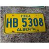 Image 1 : Alberta 1961 Licence Plate Single