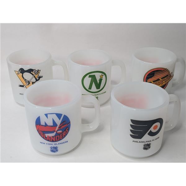 Milk Glass NHL Hockey Mug Set