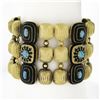 Image 8 : Vintage 18k Yellow Gold Turquoise & Black Enamel Work 1.9mm Wide 3 Row Bracelet