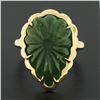Image 3 : NEW 18K Gold 9.99 ctw GIA Carved Scalloped Pear Cabochon Emerald Cocktail Ring