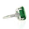 Image 5 : Vintage Platinum 12.16 ctw AGL Emerald Cut Colombian Emerald Diamond Cocktail Ri