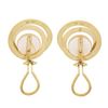 Image 6 : 14K Yellow Gold 11mm Mabe Pearl & Dual Channel Diamond Circle Button Earrings